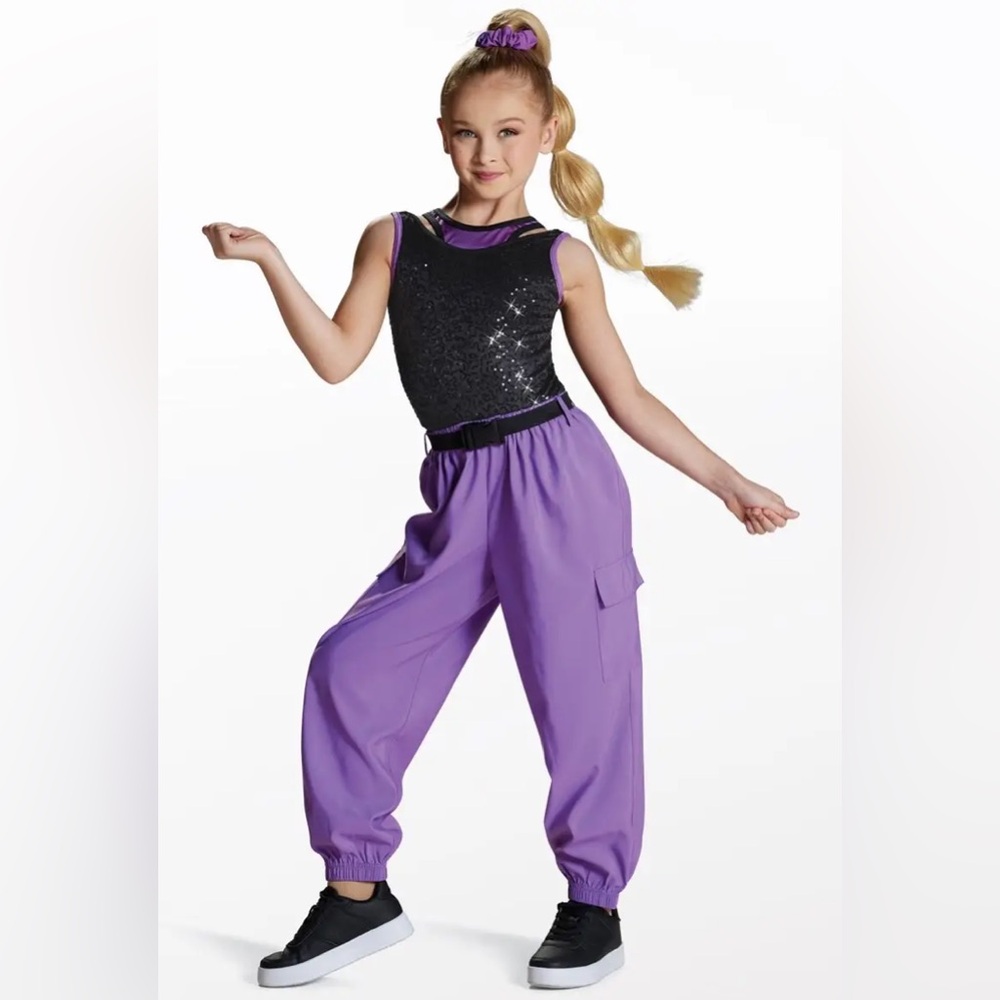 Weissman Runaway Love Kids Purple and Black Sequin Dance Costume Brand New